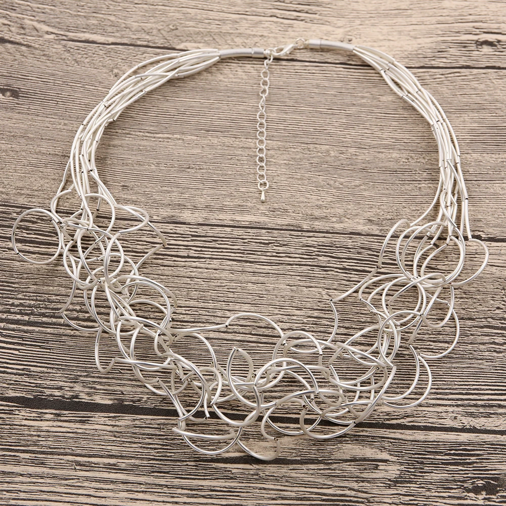 STRATHSPEY Mode Neue Lange Unregelmäßige Kupfer Rohr Halskette Für Frauen Aussage Chunky Multi Lay Schmuck – Detail 7