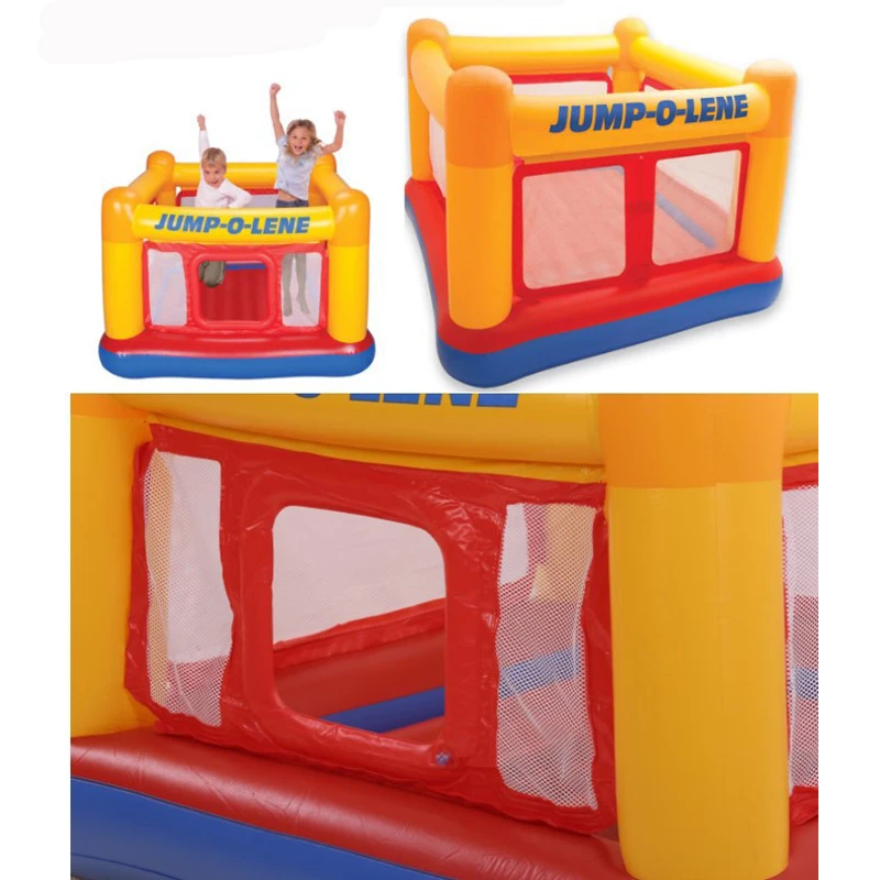 Indoor Removable Kids Trampoline Inflatable Home Small Bouncing Bed Household Jumping Bounce Bed With Protecting Wire Net