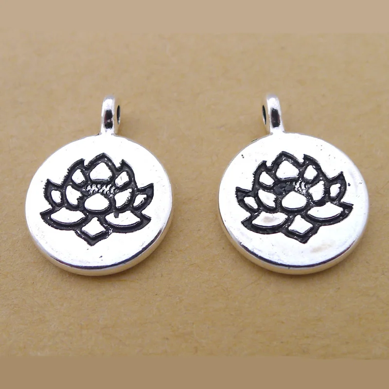 10 sztuk/partia kolor srebrny Chakra urok OM budda lotos wisiorki Fit Diy tworzenia biżuterii ustalenia bransoletka jogi akcesoria15 * 15mm — zdjęcie 4