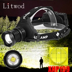 XHP199 Most Powerful Led Headlamp XHP160 High Power Led Headlight 18650 Light Rechargeable Head Flashlight Zoom Usb Lamp light