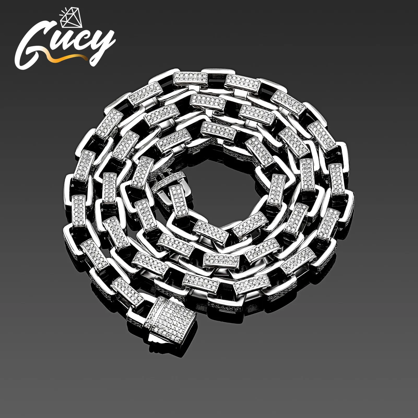 

GUCY Hip Hop Necklace All Iced Out Micro Paved CZ Stones Chain Necklaces For Men 18" 22" Gift