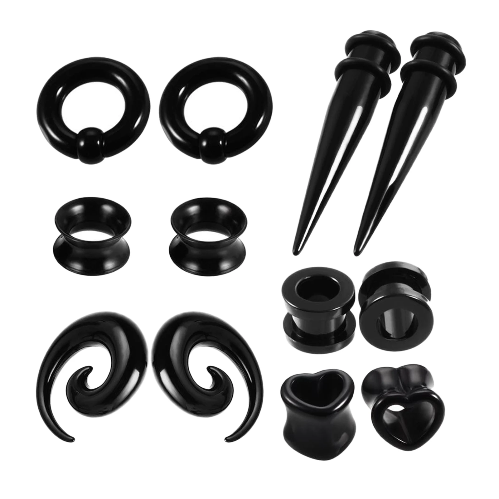 12 Pieces Ear Stretching Kit Set 6mm/8mm/10mm Tapers and Plugs Tunnels Body