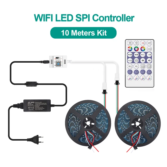 Imagem -03 - Rgb Led Tira Endereçável Sonho Cor Completa com 28key rf Wifi Inteligente App Controlador Mais Led Poewr Conjunto 5m 10m Ws2811 Dc12v