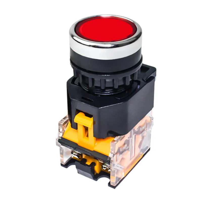 1PC 22mm self-locking Self-Reset Flat head press Push Button Switch Momentary LA38-11BN 10A 380V AC Contacts 6Color