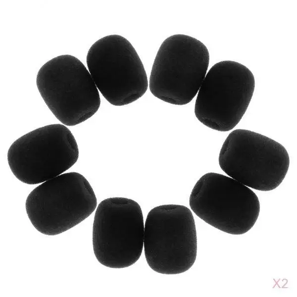 20x Microphone Mic Windscreen Shield Protecter Soft Foam Sponge Cover, Black