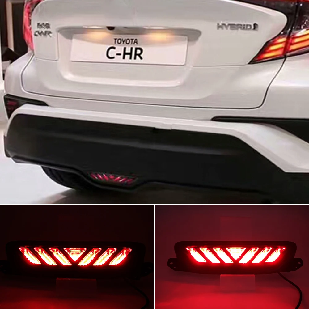 CSCSNL 1Pcs LED Reflector For Toyota CHR 2016 2017 2018 2019 rear bumper light fog lamp driving lamp brake light warning light