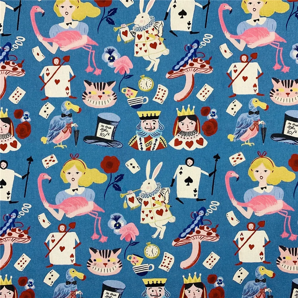 Cartoon Poker Alice 100% Cotton Fabric Material Patchwork Sewing Fabrics Quilt Needlework DIY Cloth baby mask Material