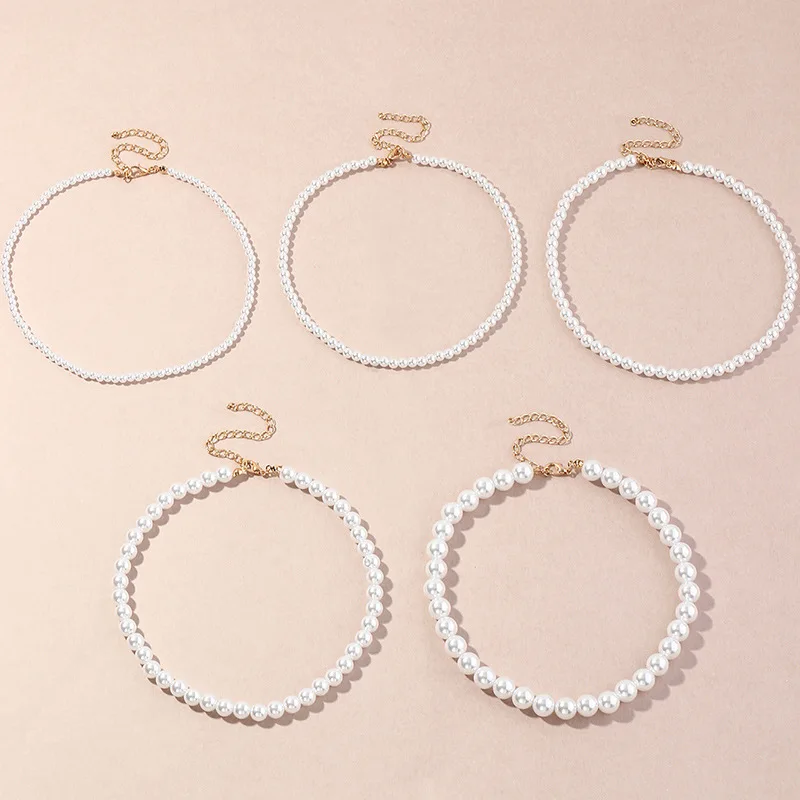 Vintage-Stil Einfache 6MM Perlenkette Choker-Halskette für Frauen Hochzeit Liebe Muschel-Anhänger Halskette Modeschmuck Großhandel – Detail 9