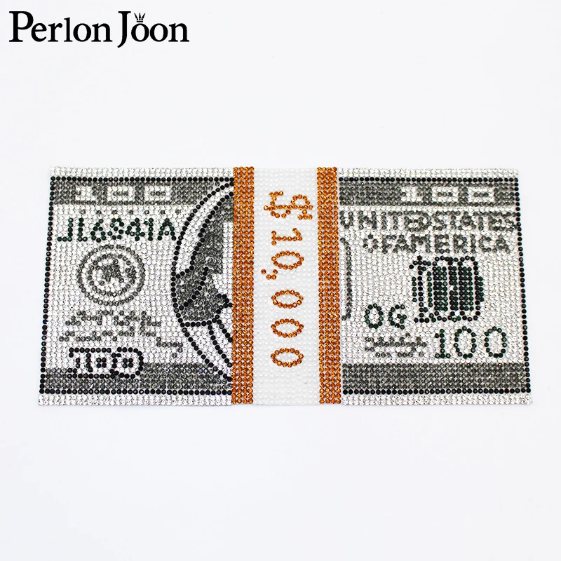 $10000 Money motif money Rhinestones patch crystal applique DIY self-adhesive in the bag cabinet decoration accessories TR152