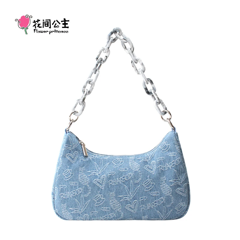 bolsa flower princess rhinestone para mulheres jacquard denim bolsa crossbody acrilico bolsas axilas para ombro bolsas pequenos 01