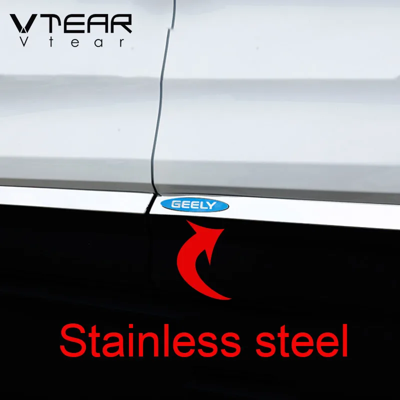 Vtear For Geely Coolray SX11 BelGee X50 exterior door trim strip accessories car frame chrome styling body stainless steel parts