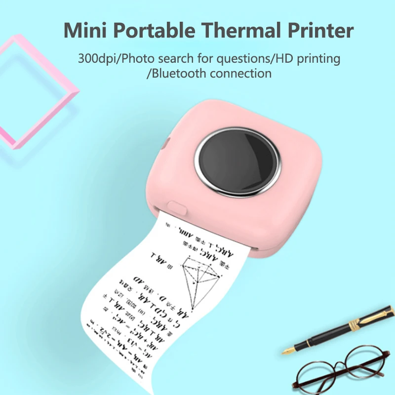 

Mini Portable Thermal Printer Paper Photo Pocket Thermal Printer 58mm Printing Wireless With Bluetooth For IOS Android Printers