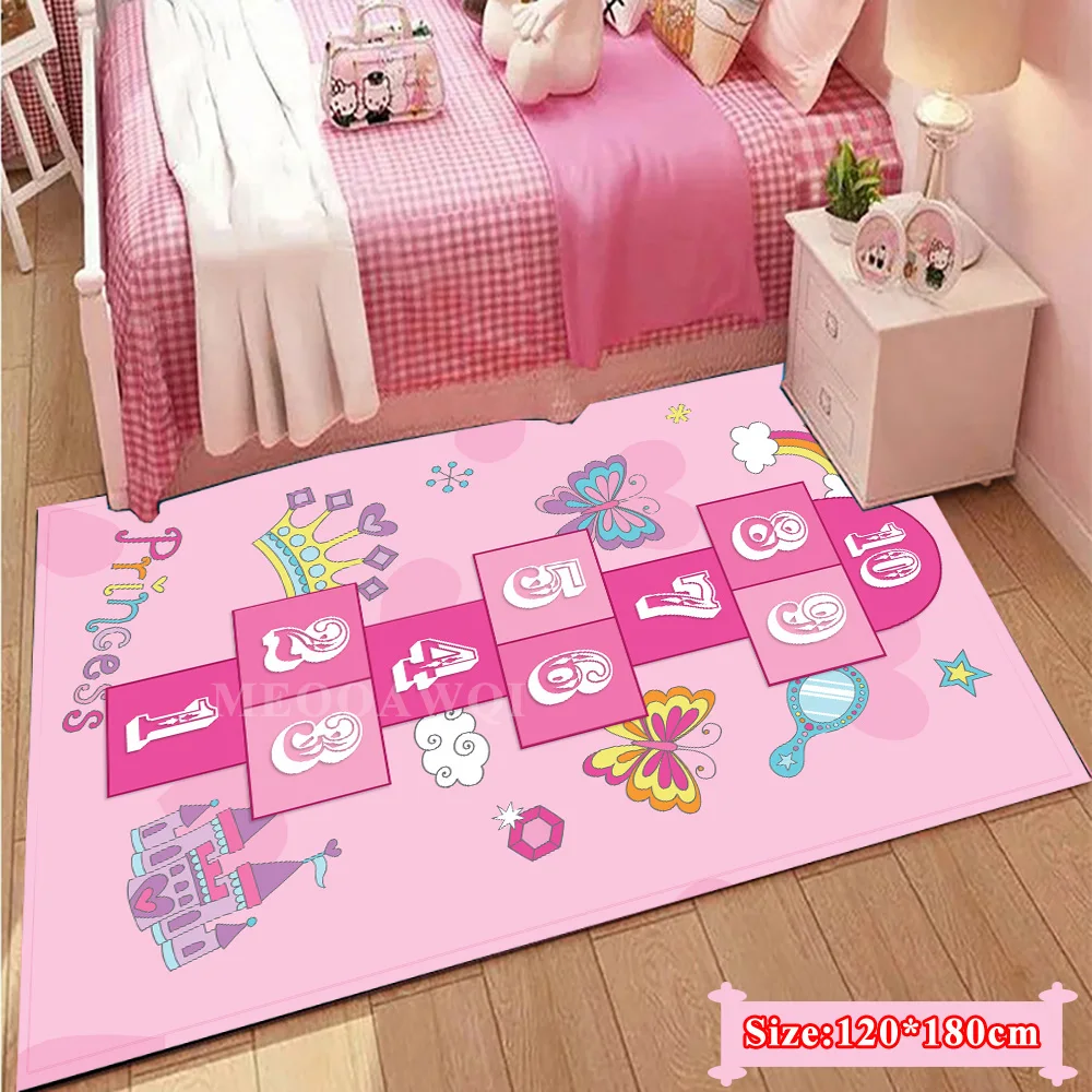 Hopscotch Floor Mats 3D Cartoon Carpets Children\'s Room Rugs Kids Bedroom Digital Bedside Blankets Non-slip Super Soft Carpets