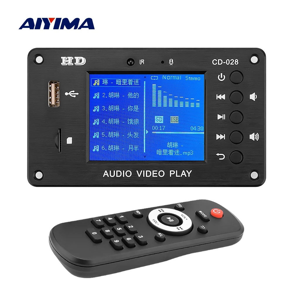 AIYIMA Bluetooth 5.0 MP3 Decoder Player 2.8 Inch TFT Screen HD AUX USB TF Card FM Radio Decoding DIY Sound Amplifier Home Audio