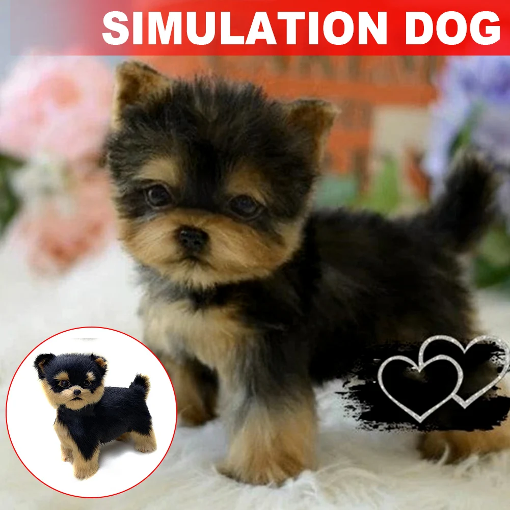 Realistic Yorkie Dog Simulation Toy Dog Puppy Lifelike Stuffed Companion Toy Pet Dog Handcrafted Best Price