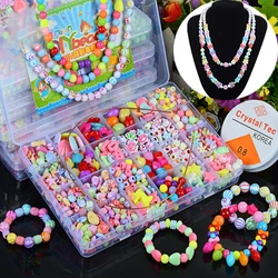 Kit de bracelet de perles de ficelle fait à la main pour enfants, jouet perlé pour enfants, bracelet de bricolage, jouets pour filles, collier en plastique, bijoux de bracelet