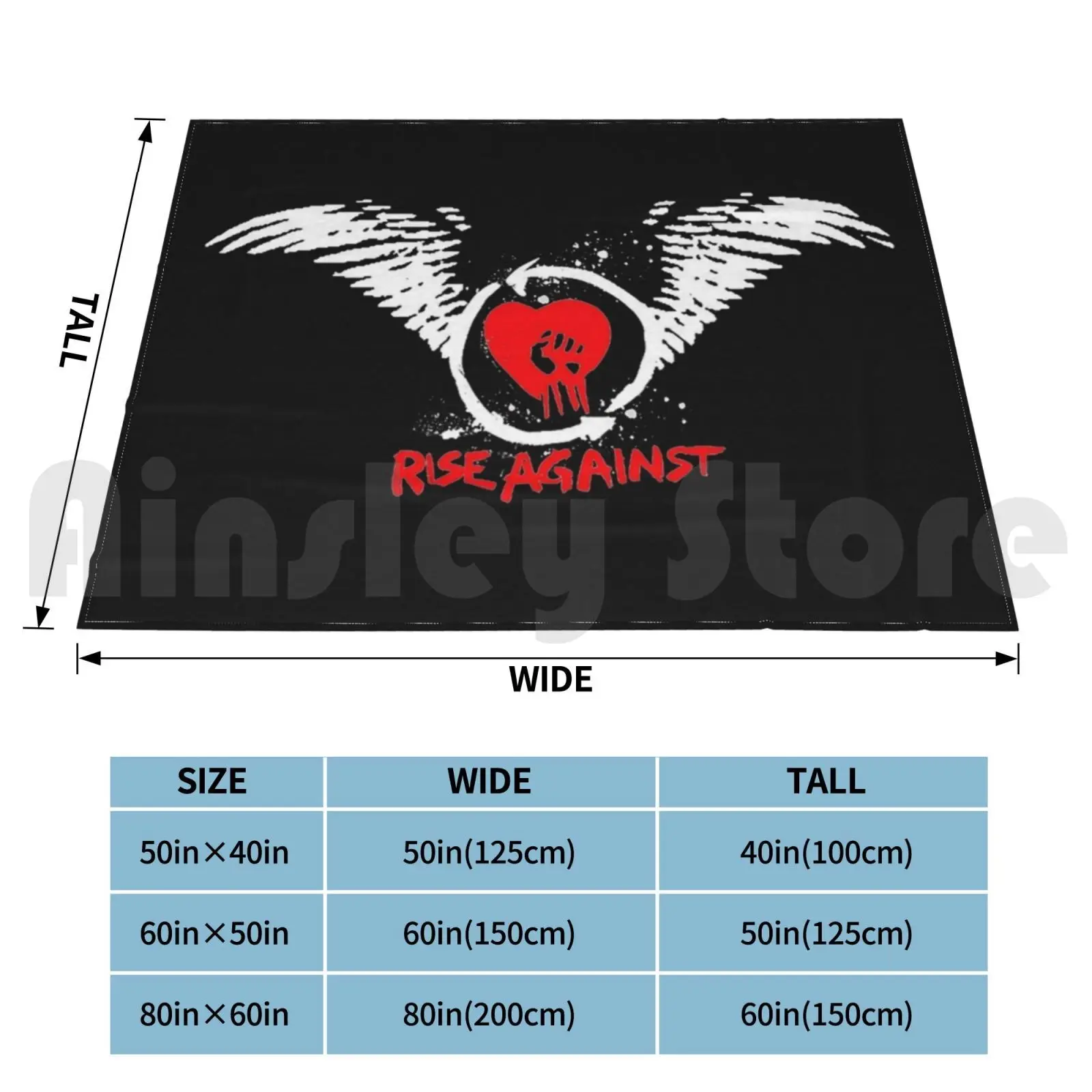 Blanket-Grunge Logo , White With Red Heart. Logo Capturing The Energy Of The Legendary Punk , Rock Band. Funny Print Reusable