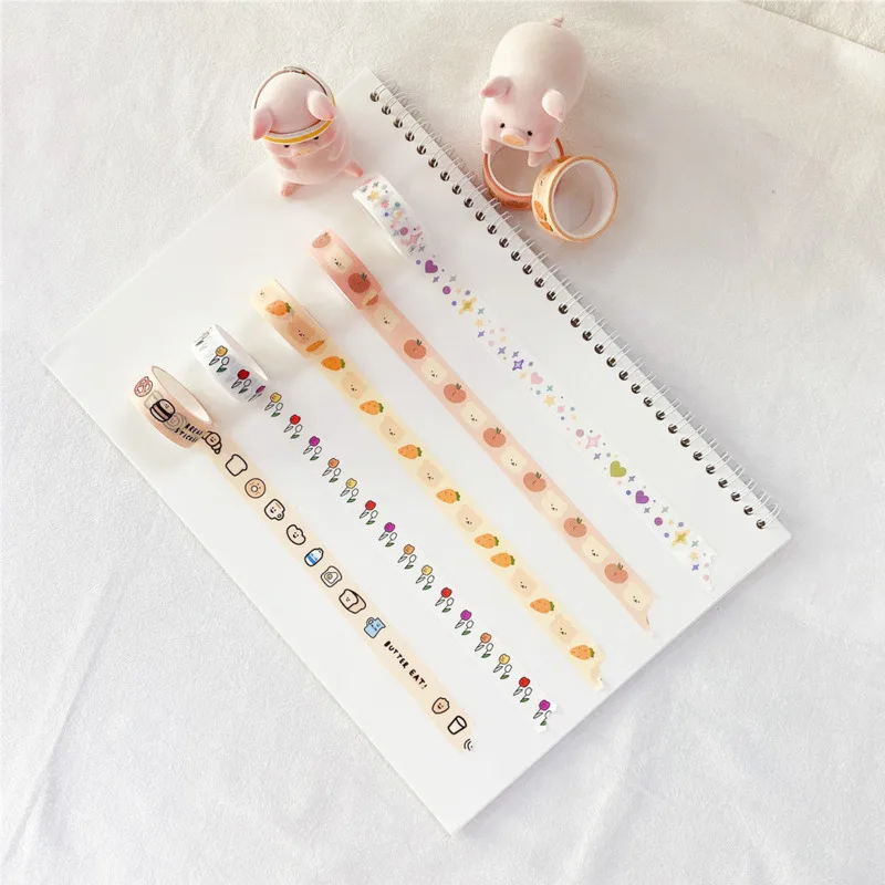 Cartoon Bear Tulips Cute Washi Tape 3m Korean Ins Girl Sealing Sticker Stationery Diy Masking Decorative Tapes School Supplies