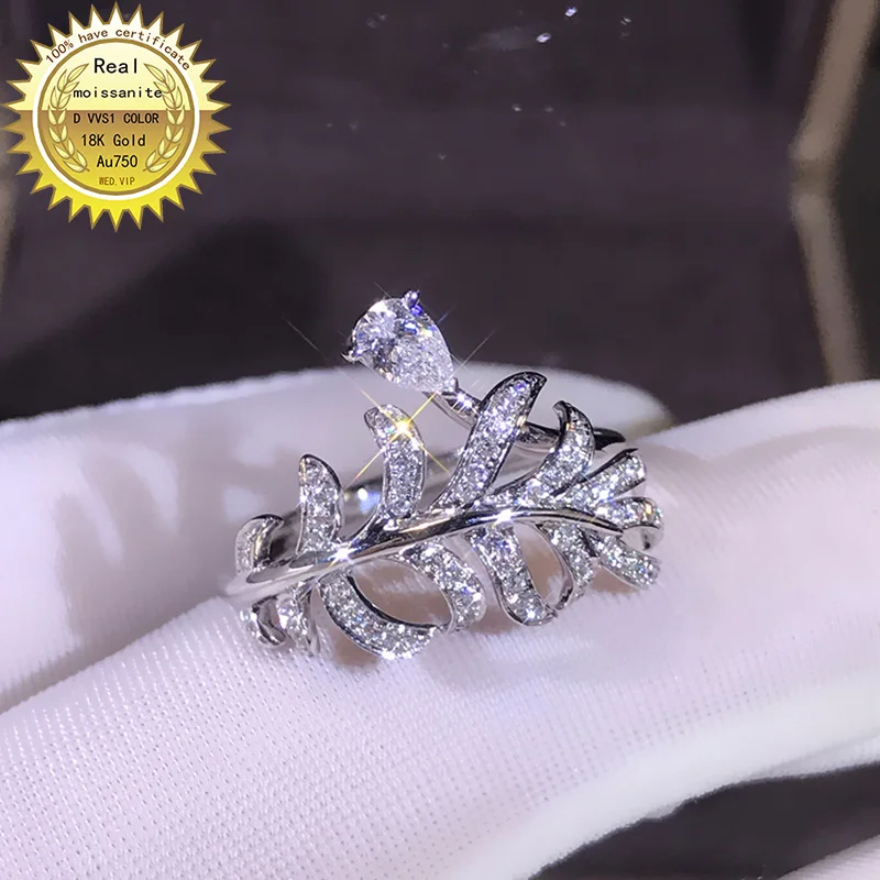 

100%18K goldr ring DVVS moissanite ring Engagement&Wedding Jewellery with certificate 0029