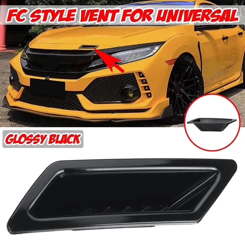 Glossy Black Universal Car Front Bumper Hood Vent Air Out Decoration for Honda Civic -A4 B8 Golf BMW-E90 E80 E82 F30