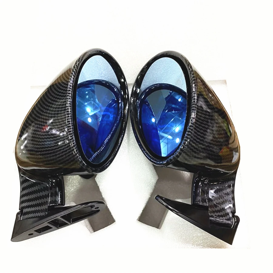 2Pcs Retro Style Vintage Sport Racing Car Side Wing Mirrors Carbon Fiber Look Universal