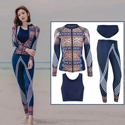 Rashguards con Zip a maniche lunghe da donna, camicia da immersione e Leggings da Surf, Bikini, tuta da sole completa, Jogging da corsa, tuta da Yoga