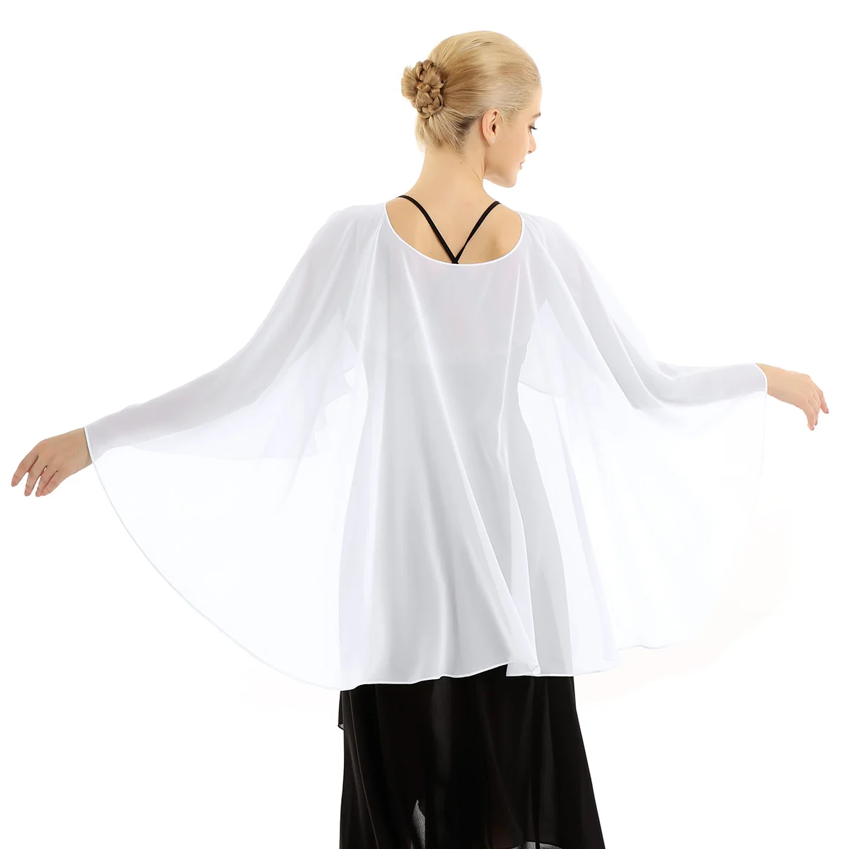 Elegant Women Soft Lightweight Chiffon High Low Shawl Wedding Capes Shrug Bridal Long Shawl and Wraps Ladies Vintage Blouse New