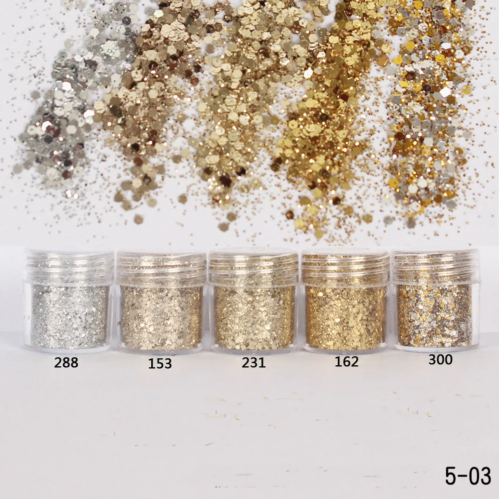 Ultrathin Sequin 1Box 10ml Champagne Silver Gold Mixed Glitter Powder Sequins Powder Gel Nail Art Decoration DIY Craft Supplies