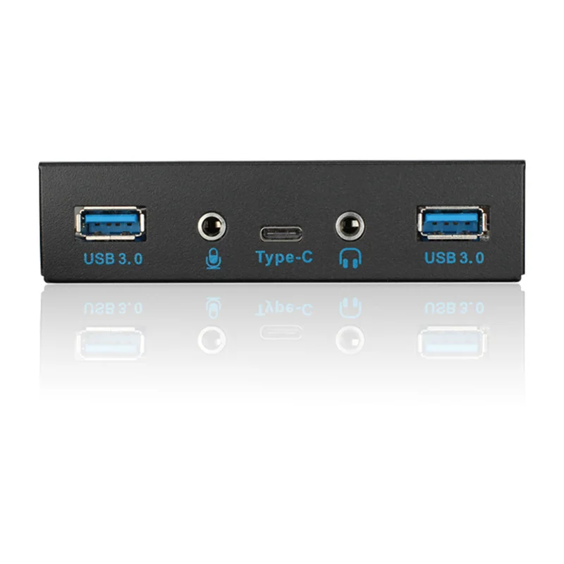 Internal USB 3.1 Gen 1 Type C + 2 x USB 3.0 Port Hub Front Panel w/ HD Audio Mic Jack for Desktop PC Case 3.5