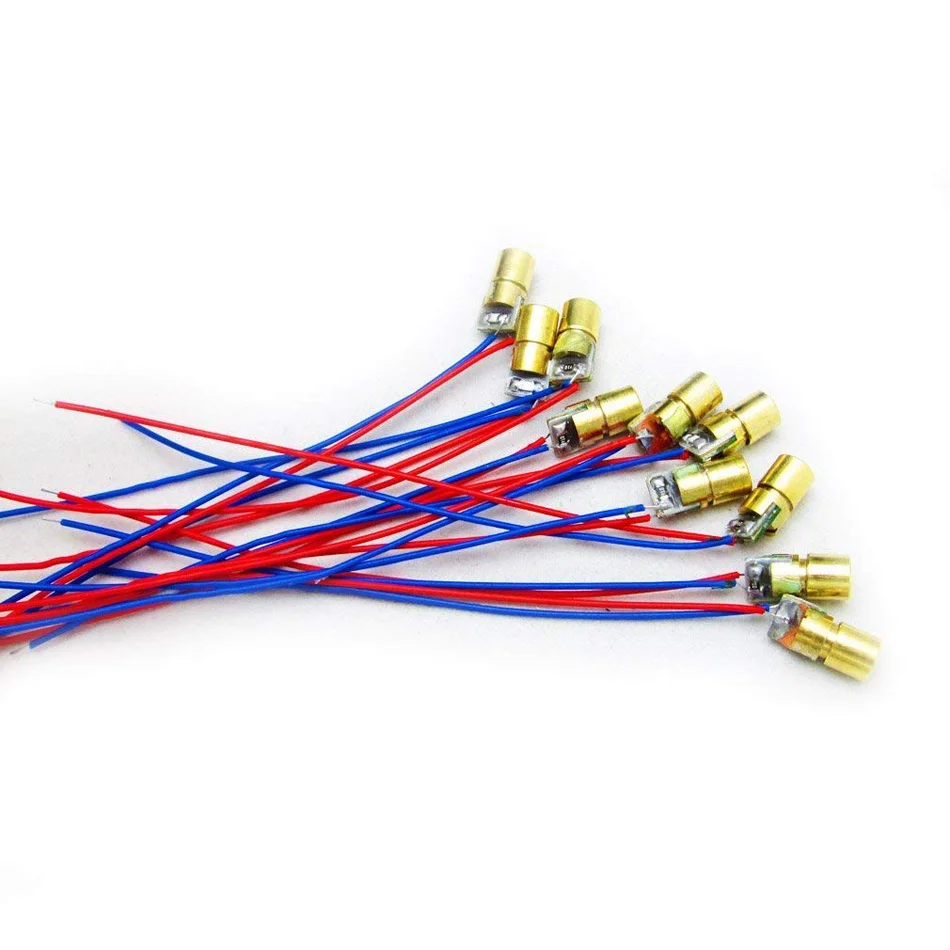 10pcs/lot Adjustable Mini Laser Pointer Diode RED Dot Laser Diod Circuit 3V/5V 5mW 650nm Module Pointer Sight Copper Head