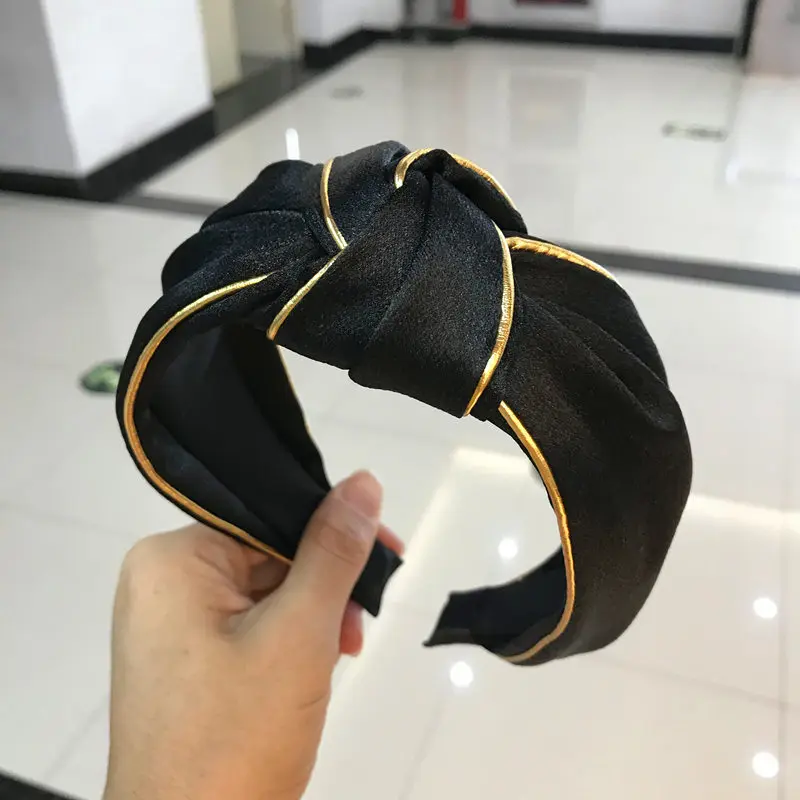 Arab Gold Silk Knotted Headband High Quality Wholesale Women Satin Fabric Hairband Turban Knot Hair Accessories Wholesale Price