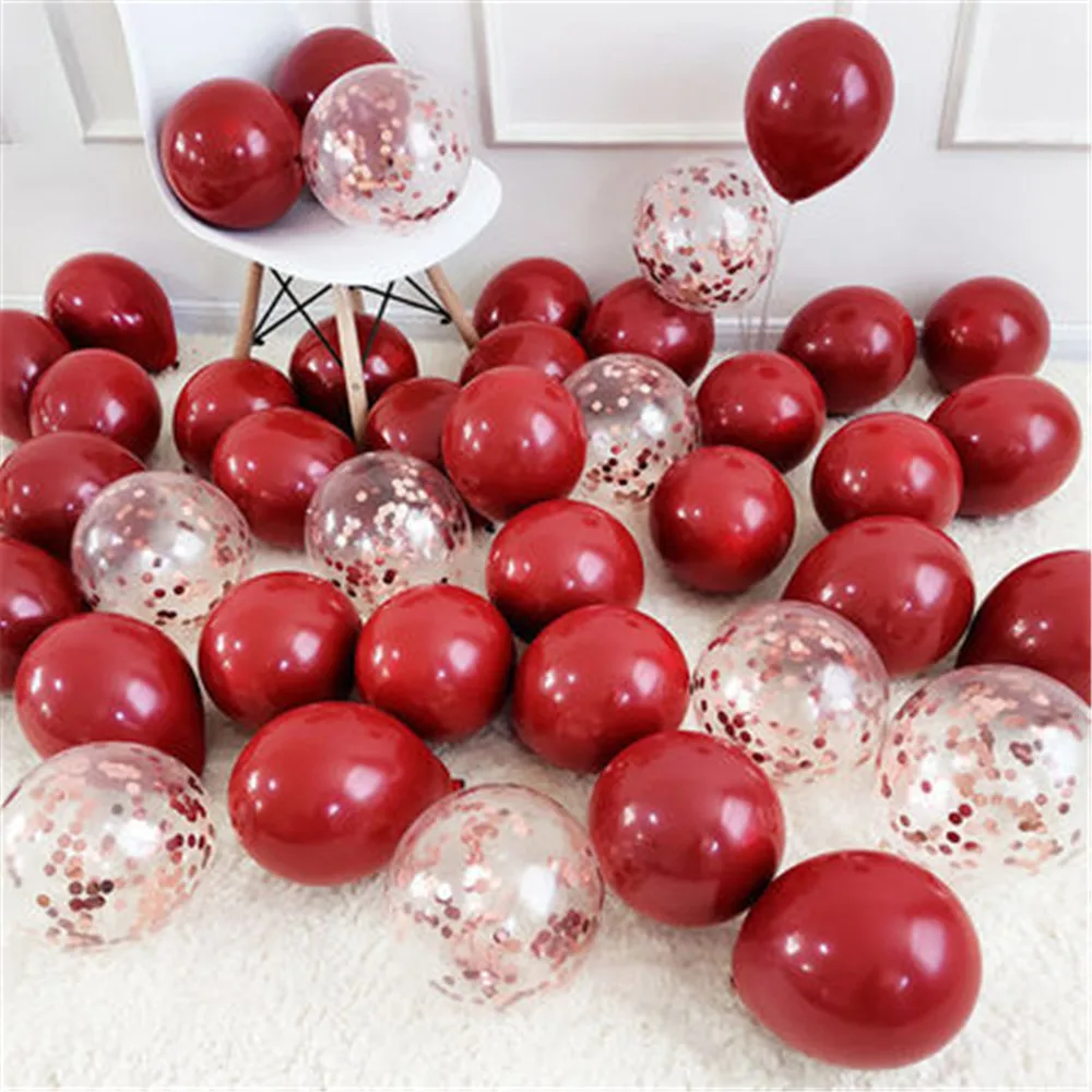 20pcs Ruby Red Balloons Confetti Balloons Sapphire Metallic Golden Balloon for Valentine\'s Day Decoration Wedding Birthday Decor