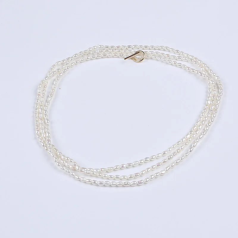 2.5-3mm Rice Pearls Necklace Lengthen Fashion Jewelry Necklace For Woman