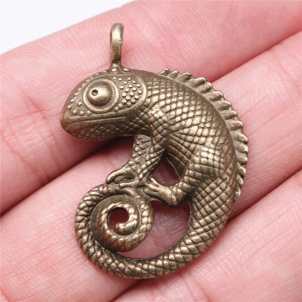 10pcs Charms Chameleon Gecko House Lizard Handmade Craft Pendant Making Vintage Tibetan Bronze Silver Color DIY For Necklace