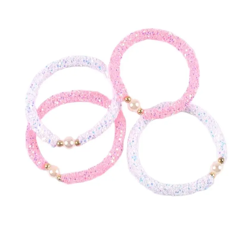 2pcs Cute Sequins and pearls White and pink Children\'s sweater bracelet for children gift cp2723