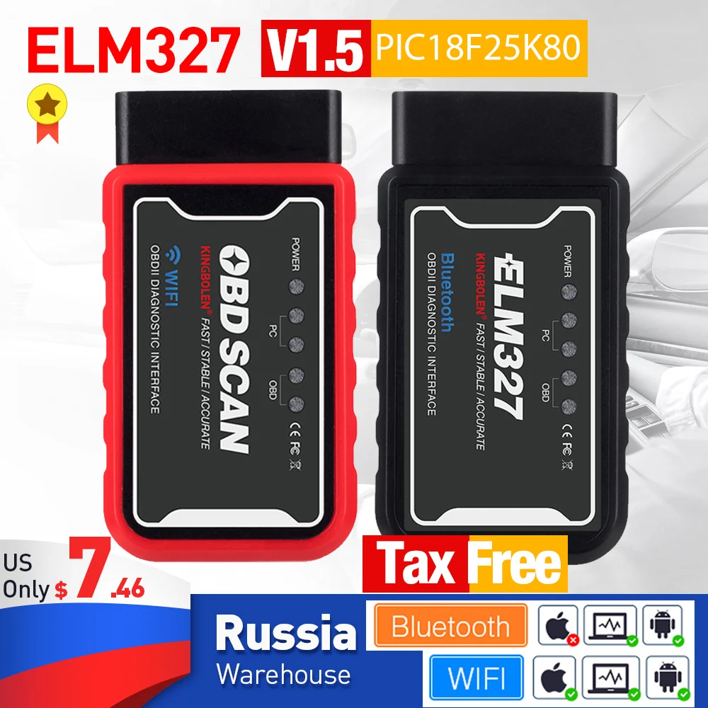 ELM327 V1.5 OBD2 Scanner WiFi BT PIC18F25K80 Chip OBDII Diagnostic Tools for IPhone Android PC ELM 327 Auto Code Reader