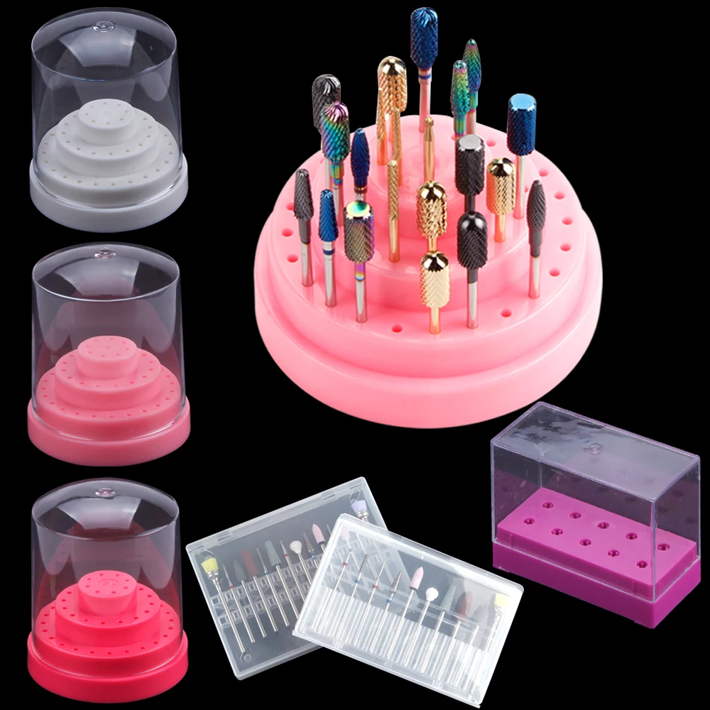 

10/14/20/48 Holes Nail Art Drill Bits Holder Empty Storage Box Display Milling Machine Drill Container Nails Accessories Tools