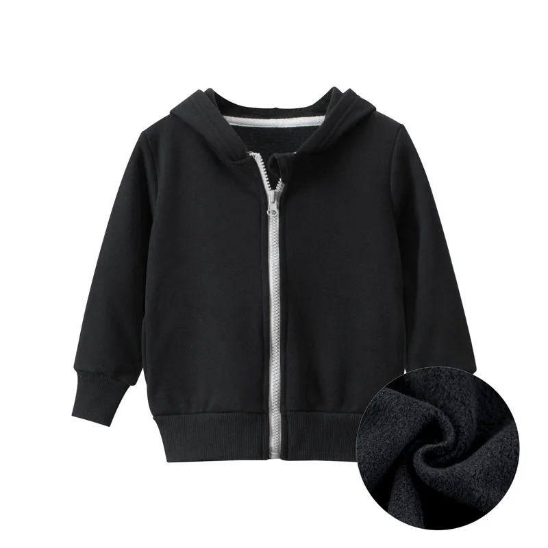 Sweat à capuche en coton avec fermeture éclair Villus pour garçons et filles, manteau décontracté, vêtements monochromes, sweat-shirt MON, automne,