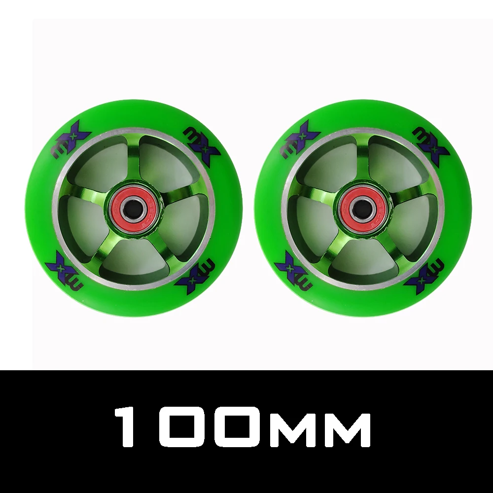 عجلة سرعة 100 مللي متر الأصلية 100 عجلات تزلج مضمنة 100 عجلات أخضر وأسود إطارات سكوتر للتزلج على الجليد 608 تحمل