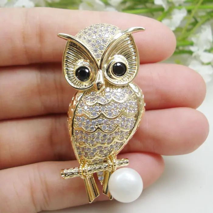 

Классическая Брошь в виде совы, птицы с кристаллами из циркона на Хэллоуин золотого цвета, булавка, праздничные подарки