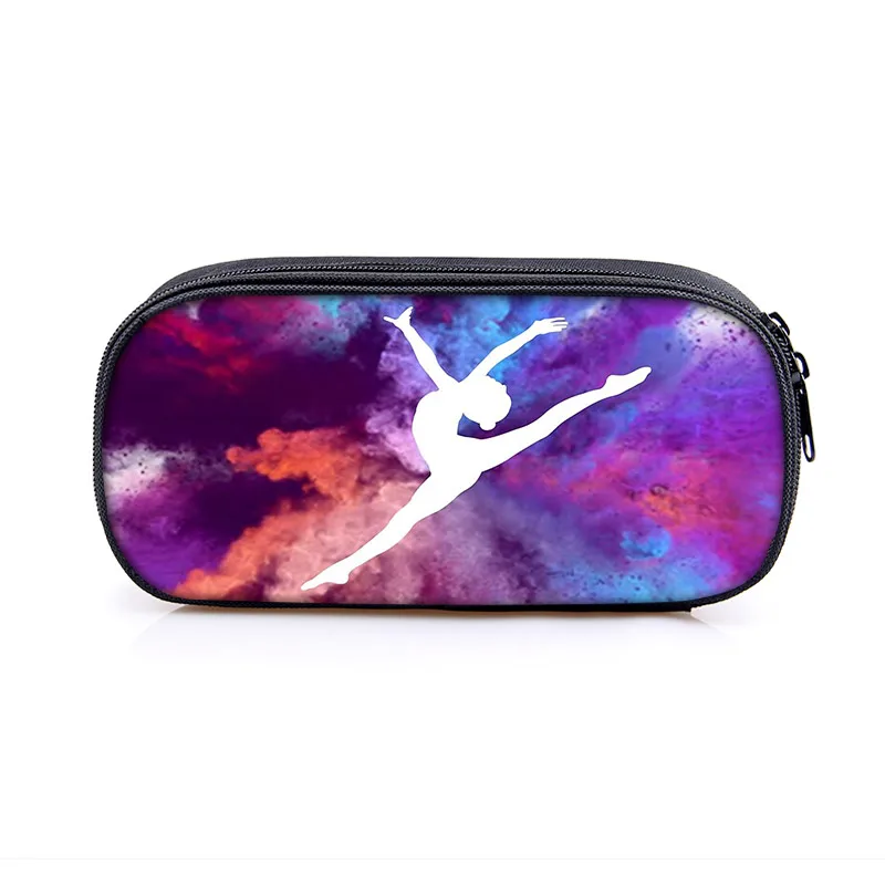 Elegant Gymnastics Art Print Cosmetic Bag Women Pencil Case Girls Stationary Bags Canvas Pencil Box Teenagers School Supplies