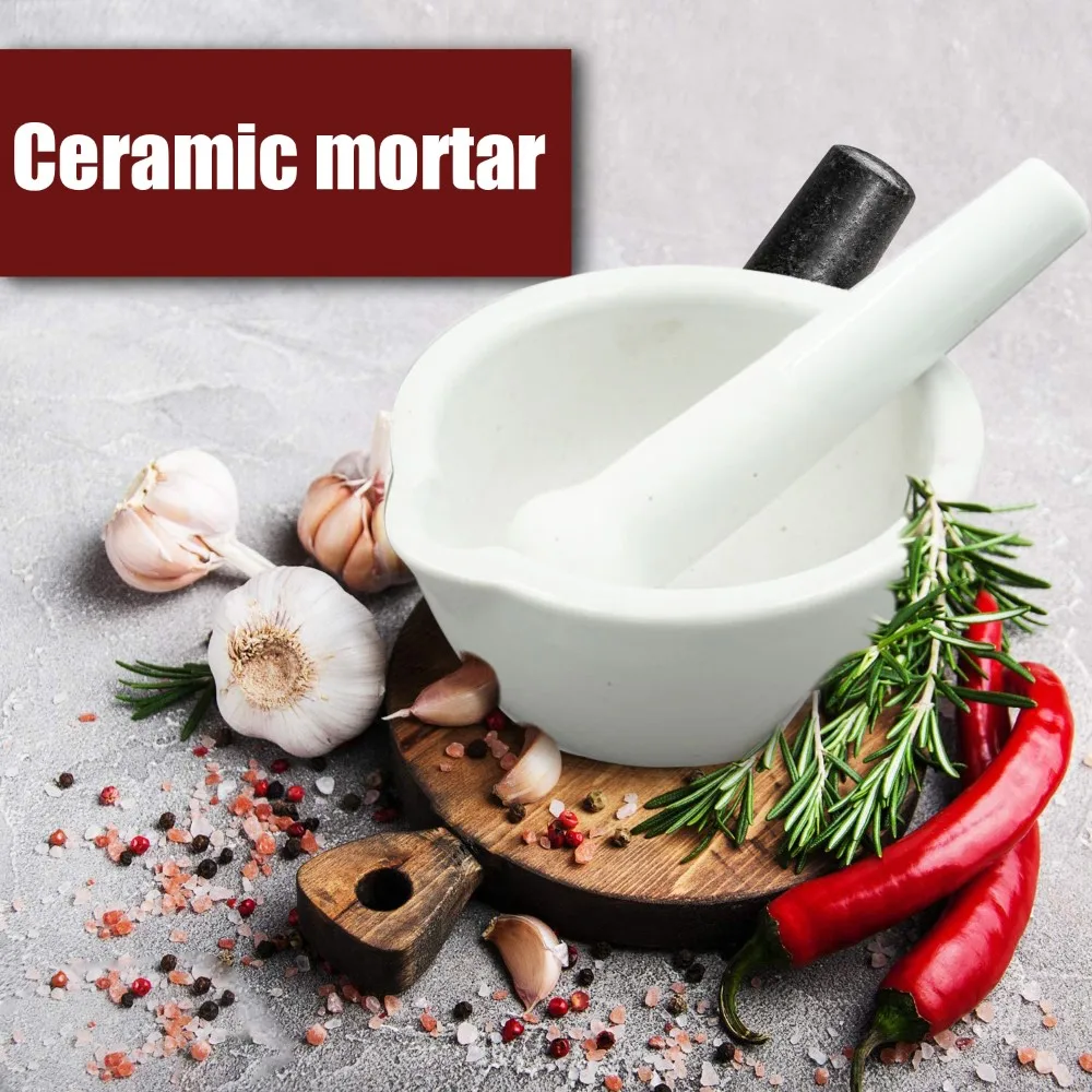 1 Set Chinese Style Ceramics Spice Mill Grinder Handheld Seasoning Mills Grinder Kitchen Mortar And Pestle Tools Kit