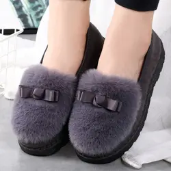 Autumn and Winter New Women Flat Shoes Warm Fur Fashion Ladies Flat Shoes Rubber Winter High Quality Women Flats