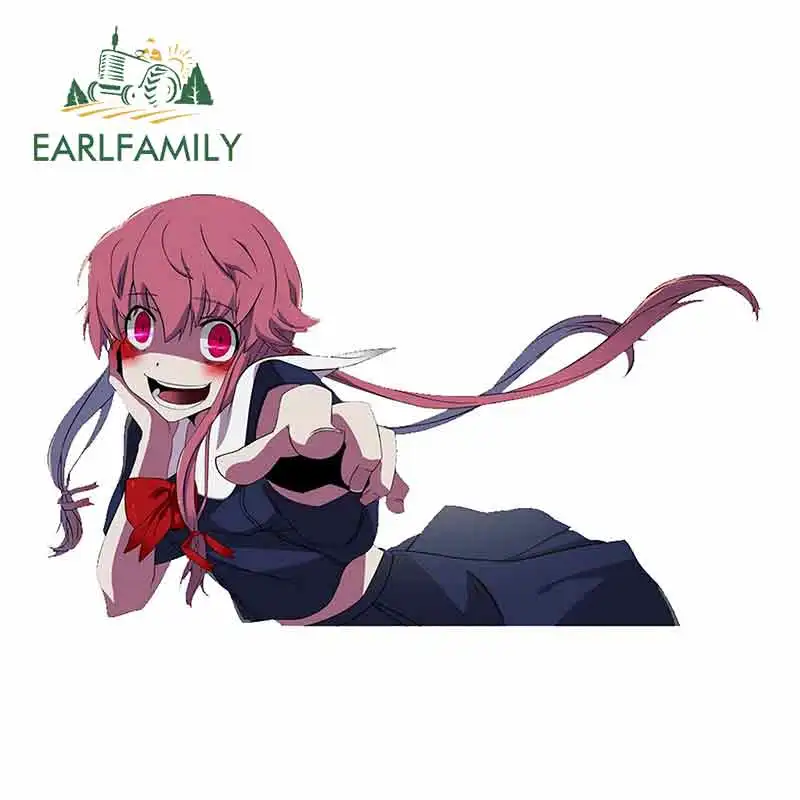 EARLFAMILY 13cm x 7.9cm For Gasai Yuno Mirai Nikki Car Graphic Decal Car Assessoires VAN GTR Decoration Creative Stickers