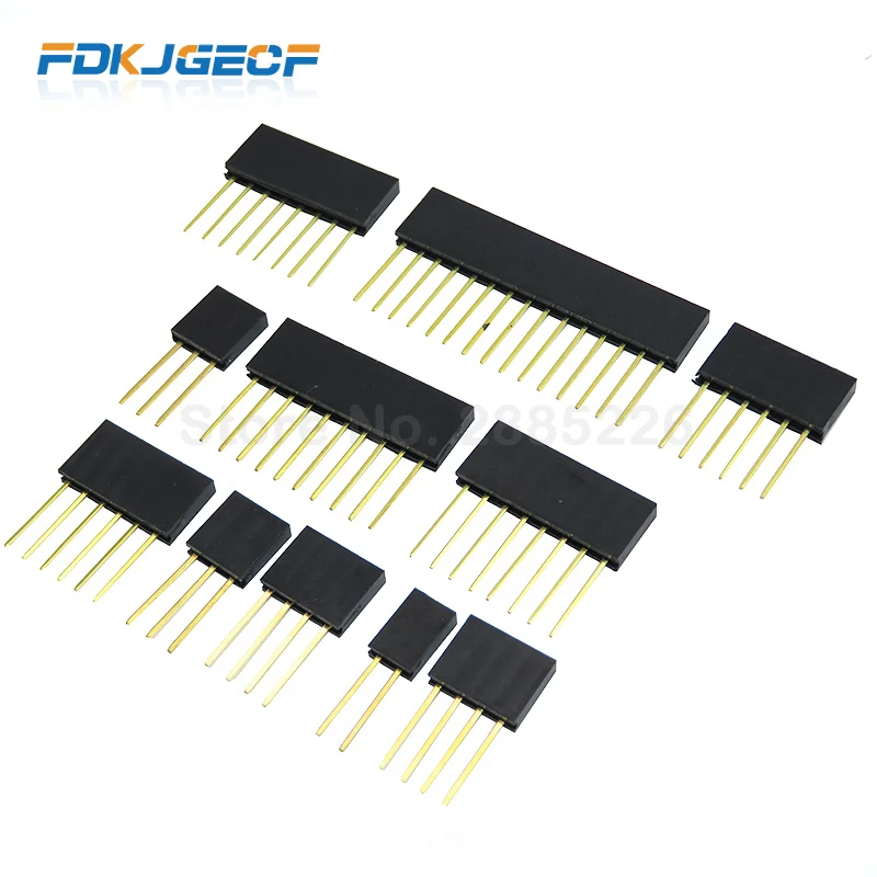 Patas largas apilables para Arduino Shield, 10 piezas, 2/3/4/6/8/10/15 Pines, 2,54mm, cabezal femenino