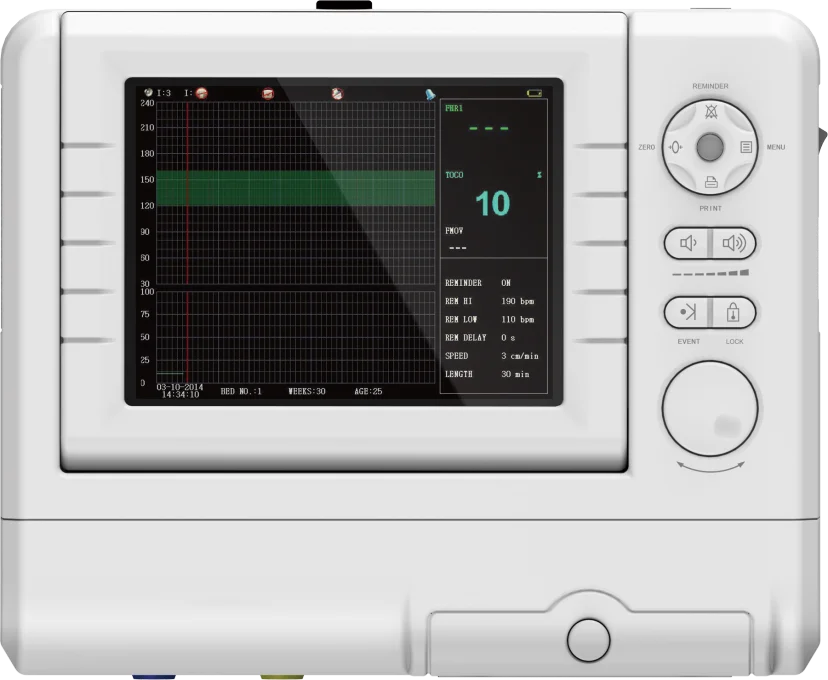 Contec Fetal Monitor CMS800G Color DisplayTwins Probe Real-time Printing Acquire Abnormal FHR,TOCO,FMOV 3 in 1Transducers Alarm