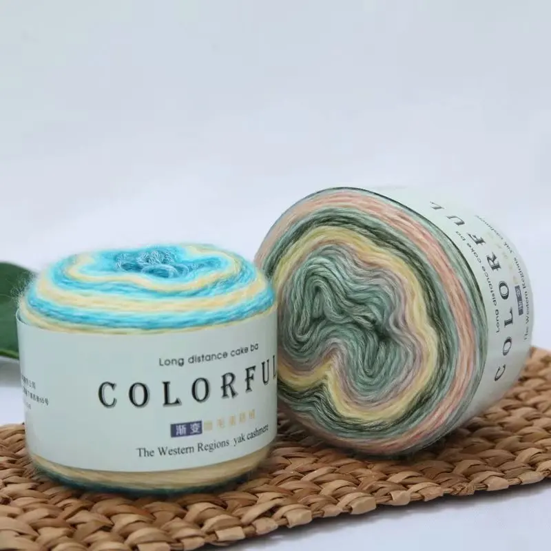 

Yarn Knitting Diy Crochet Knitting Thread Angora Spacedye Needlework Crochet Colorful Yarn DIY Hand knitted For Sweater Scarf