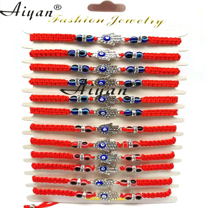 

12 Pieces Blue Eyes Beads And Red Eyes Beads With Palm Bracelet Have Exorcism Protection Effect Can Also As A Gift