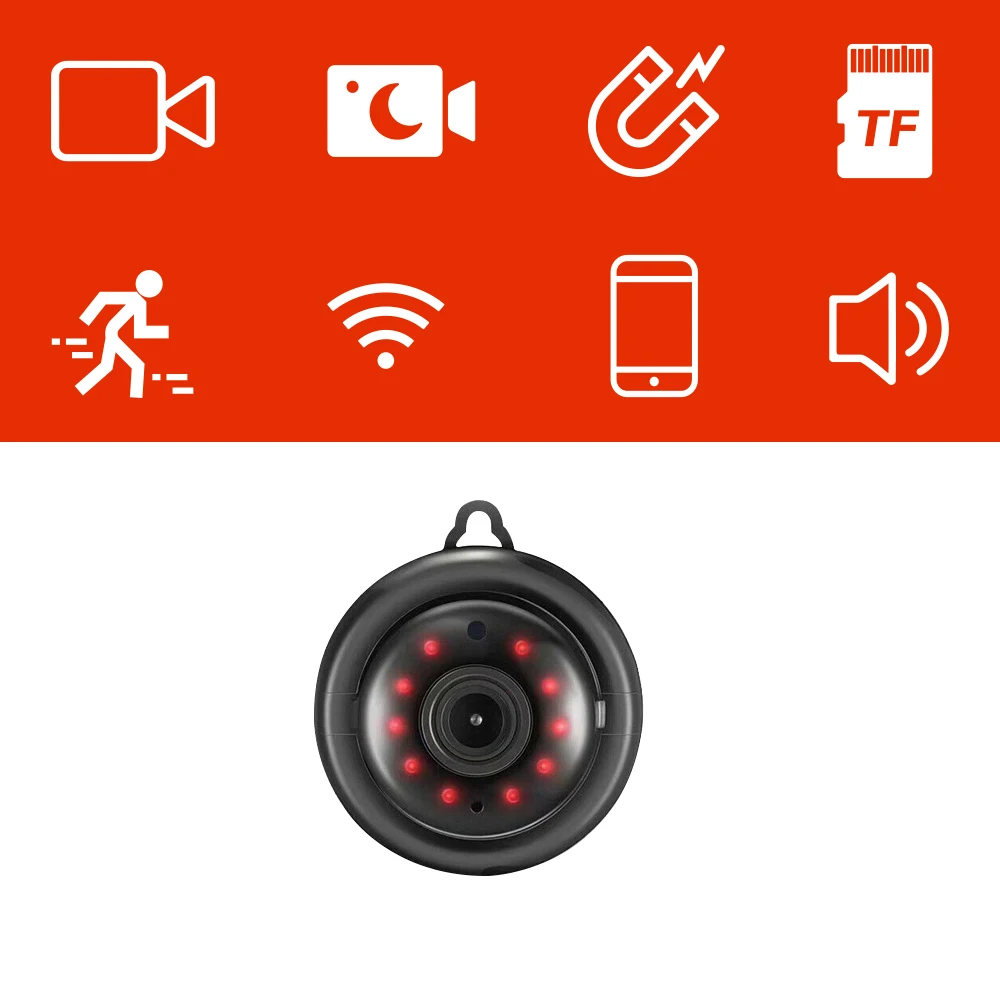 Minicámara de seguridad inalámbrica V380 para el hogar, videocámaras con visión nocturna, detección de movimiento, 1080P, HD, IP