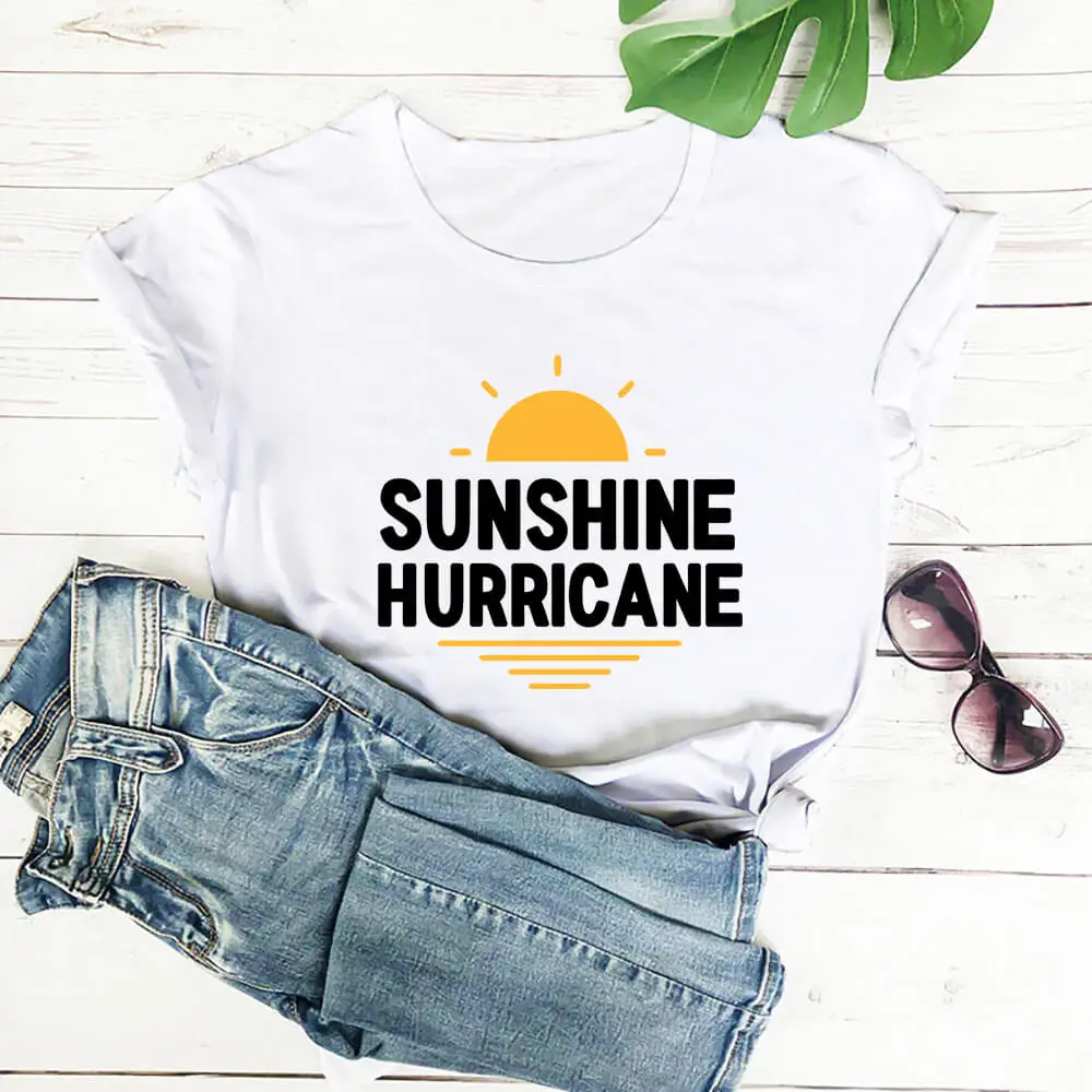 

Sunshine Hurricane Color Print 100%Cotton Women Tshirt Unisex Funny Summer Casual Short Sleeve Top Vacation Shirt Holiday Tee